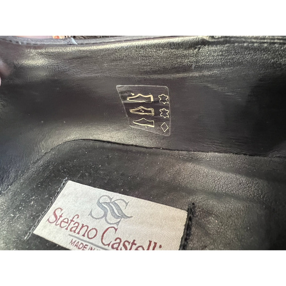 Stefano Castelli Men's  black Leather Loafers Shoes  EU 44  steel  buckle Italy - Picture 7 of 13